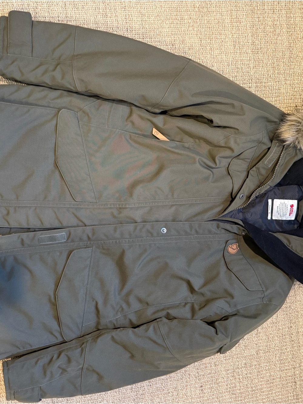 Fjallraven Olive Green Insulated Puffer Jacket with Hood